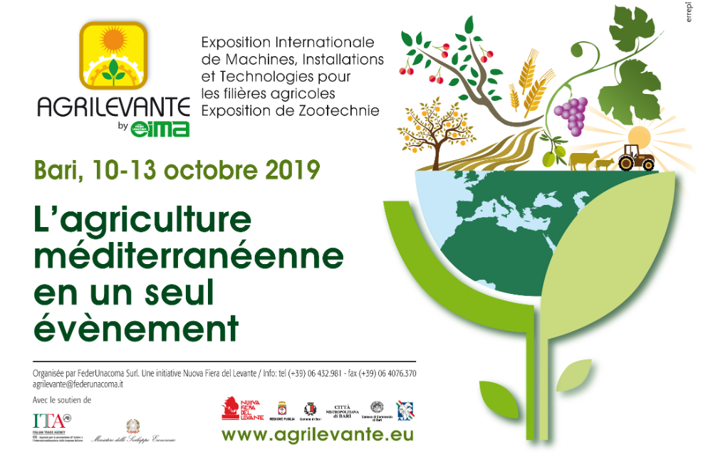 La sixième édition du Salon de machinisme méditerranéen AGRILEVANTE se tiendra du 10 au 13 octobre à Bari