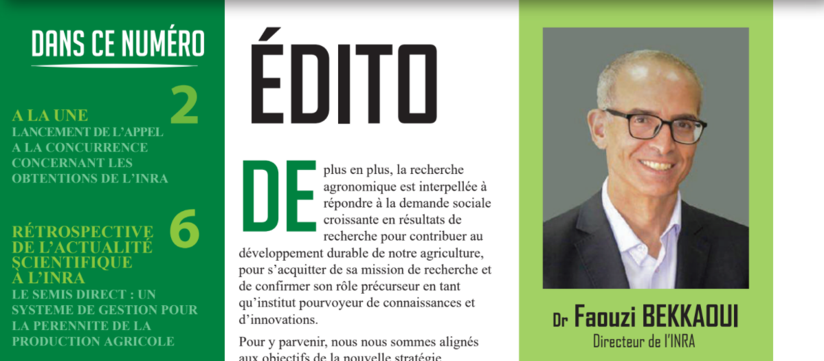 La dernière Newsletter de l&rsquo;INRA Maroc vient de paraitre